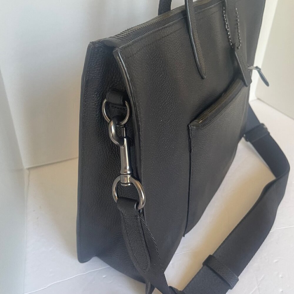Coach Metropolitan Soft Briefcase Black Leather Laptop Bag Crossbody Slim Pocket - Picture 15 of 16